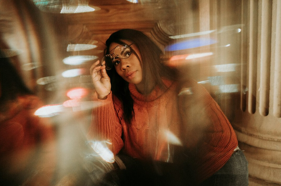 Studio portrait of a Portuguese female data journalist